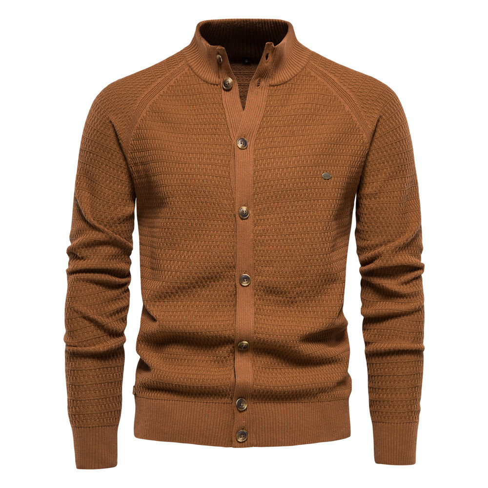 Alexandre - Cardigan Texturé Col Montant Homme