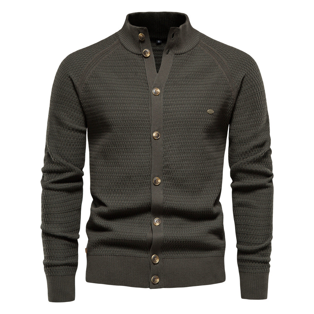 Alexandre - Cardigan Texturé Col Montant Homme