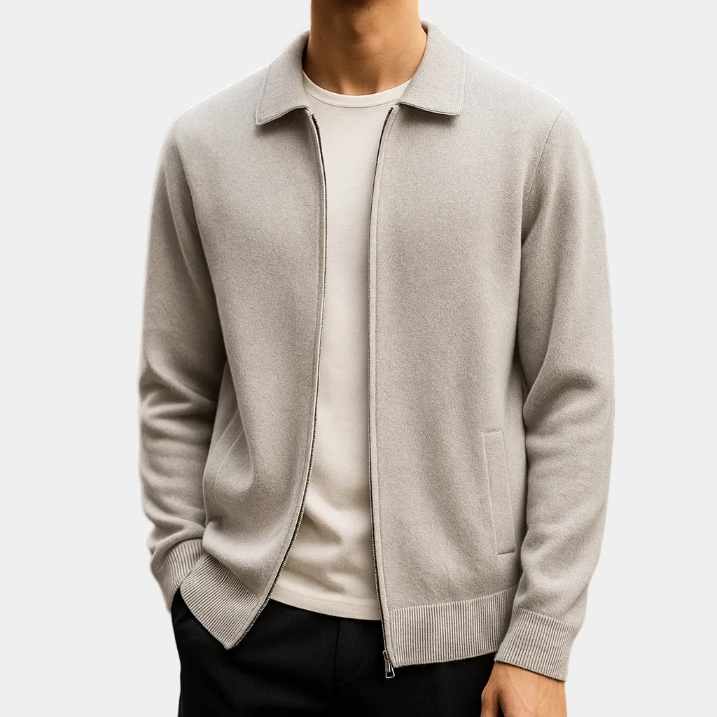 Christophe - Cardigan Zippé Col Chemise Homme