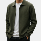 Christophe - Cardigan Zippé Col Chemise Homme