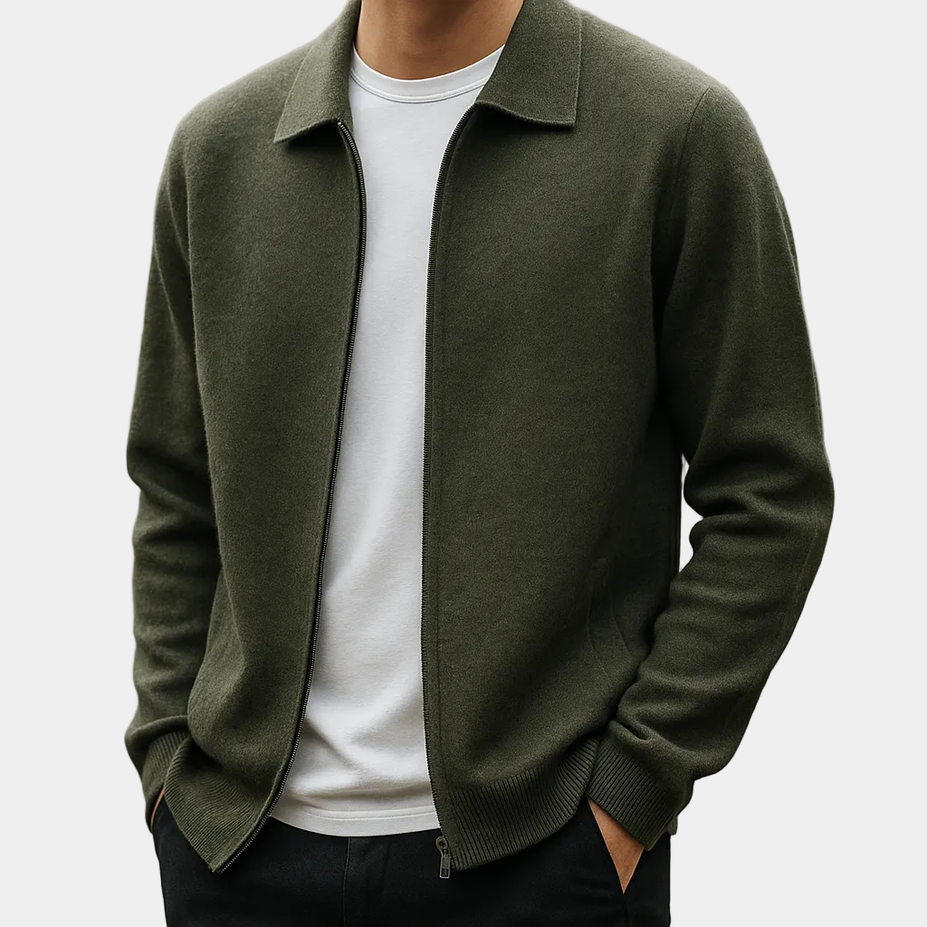 Christophe - Cardigan Zippé Col Chemise Homme