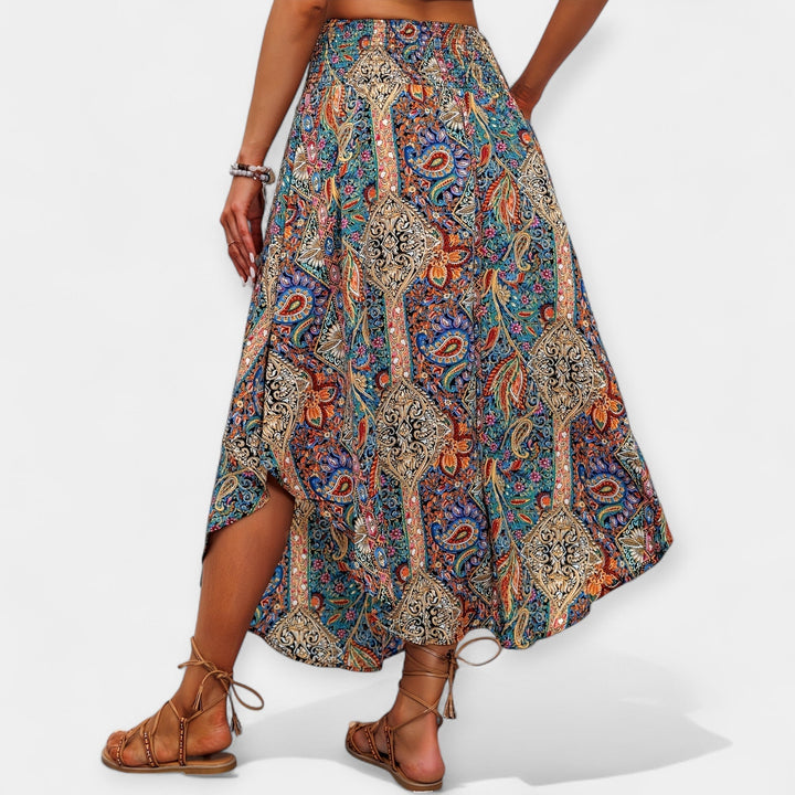 Jupe Midi Florale Taille Haute