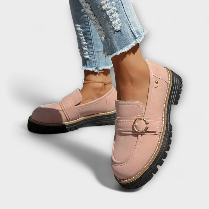 Notburga - Mocassins beiges à plateforme