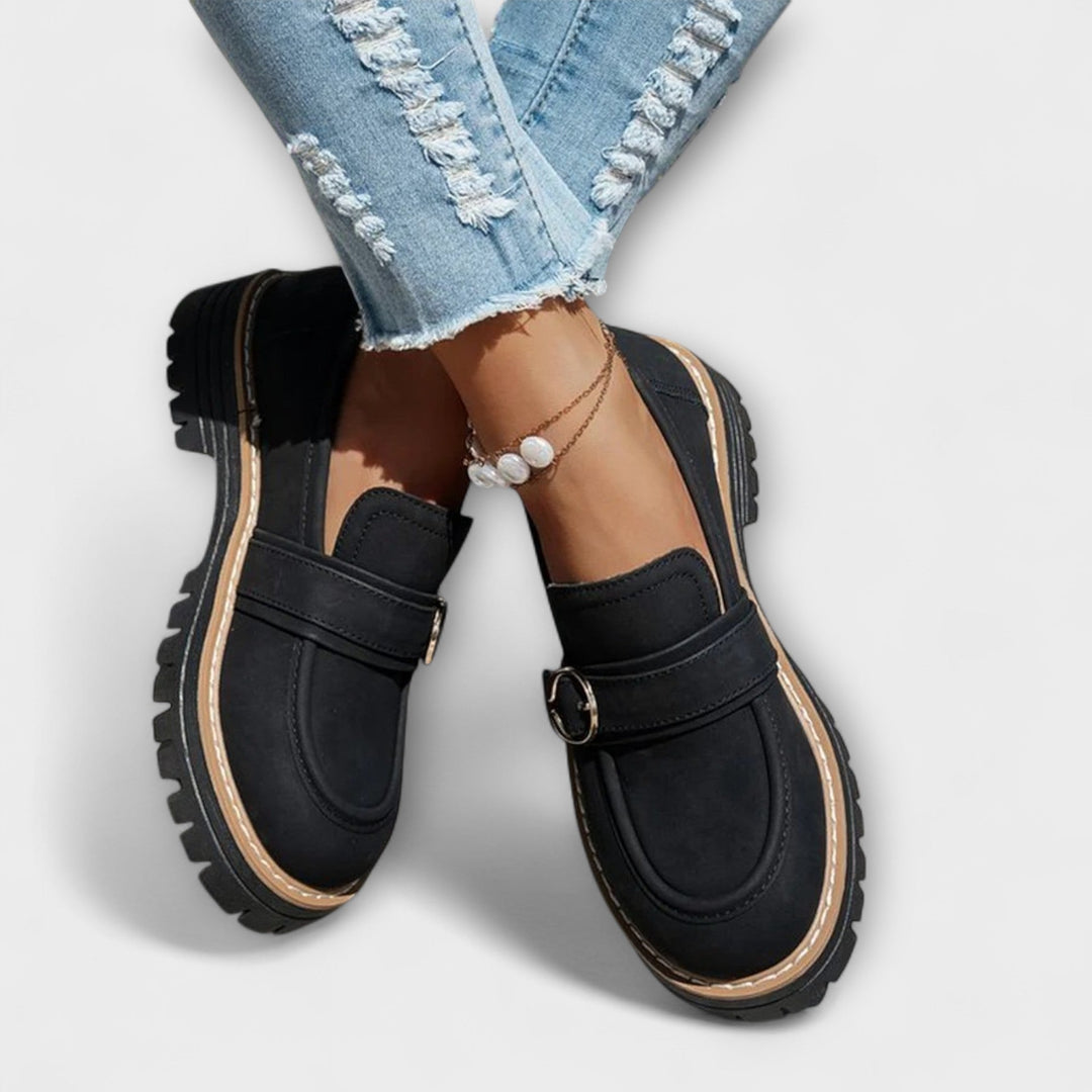 Notburga - Mocassins beiges à plateforme