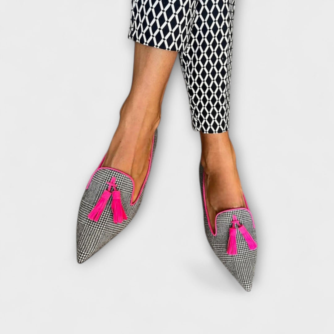 Hildegund - Mules pointues à motif pied-de-poule