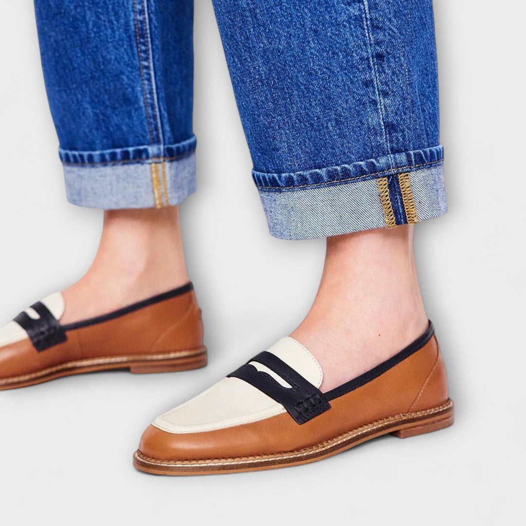 Ottilie - Mocassins color block marron