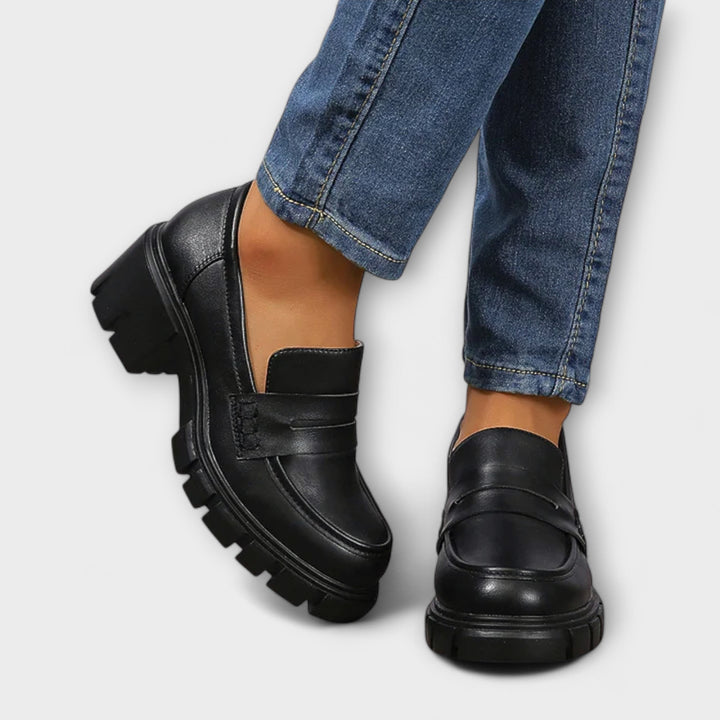 Hiltrud - Mocassins noirs à plateforme