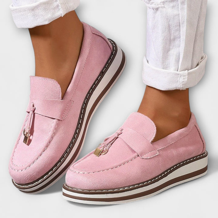 Helga - Mocassins roses à plateforme