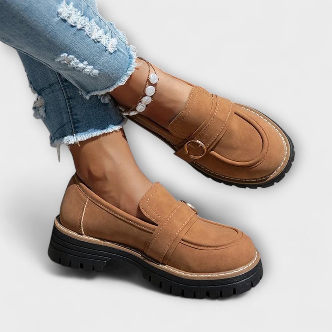 Notburga - Mocassins beiges à plateforme