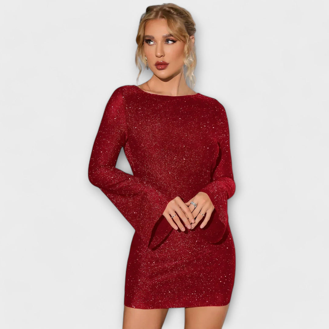 Robe à paillettes à dos nu