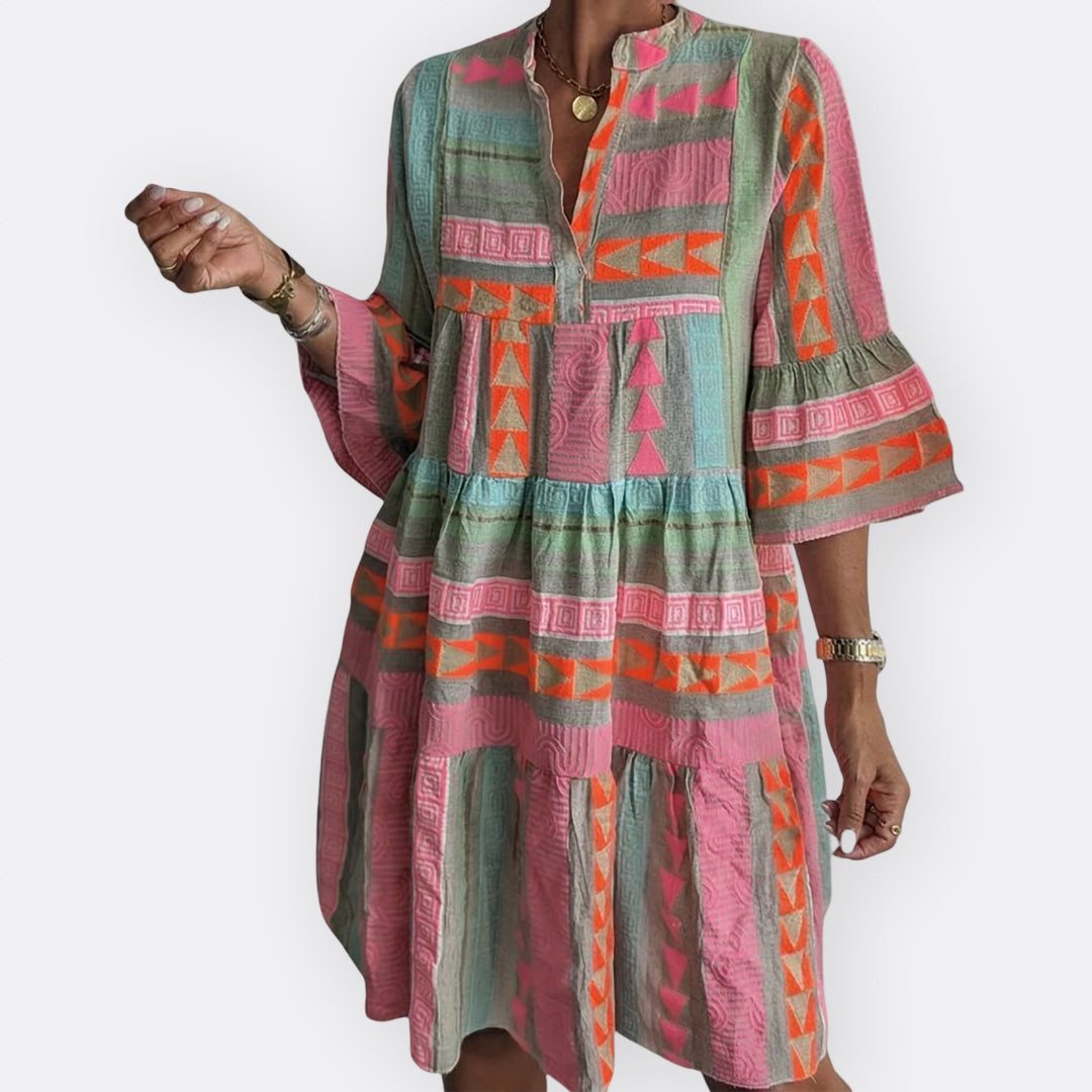 Madalena - Robe Boho à Volants avec Coupe Fluide