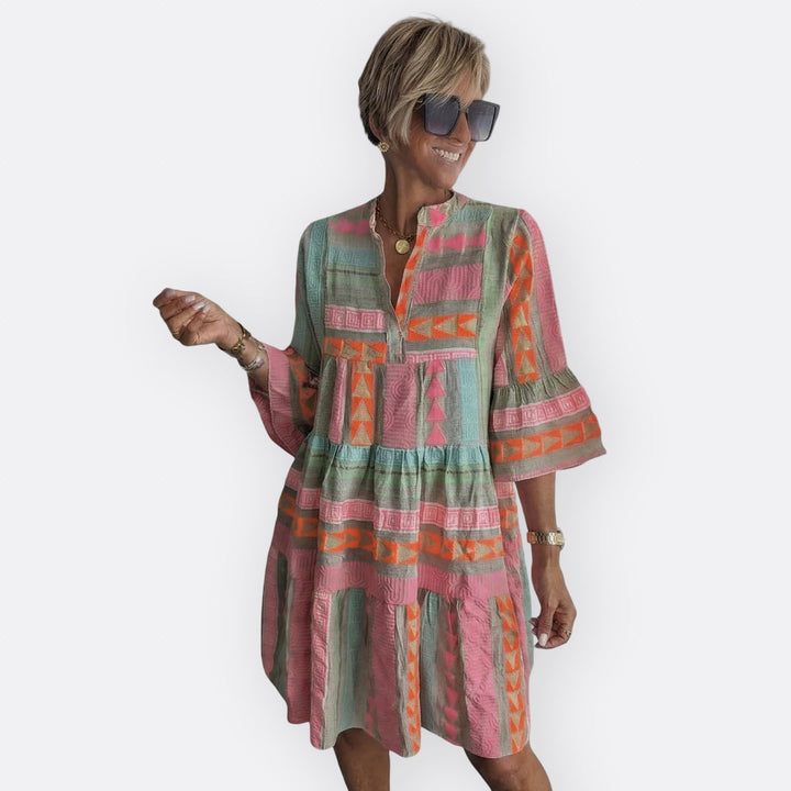 Madalena - Robe Boho à Volants avec Coupe Fluide