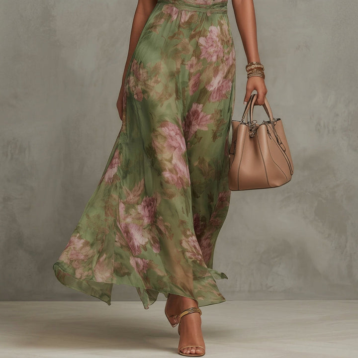 Filipa - Robe Longue Halter Fleurie