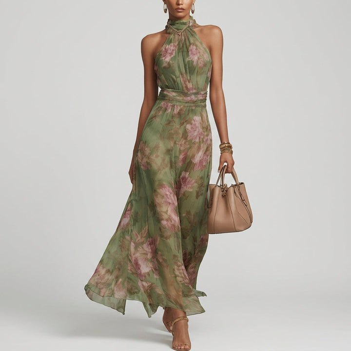 Filipa - Robe Longue Halter Fleurie