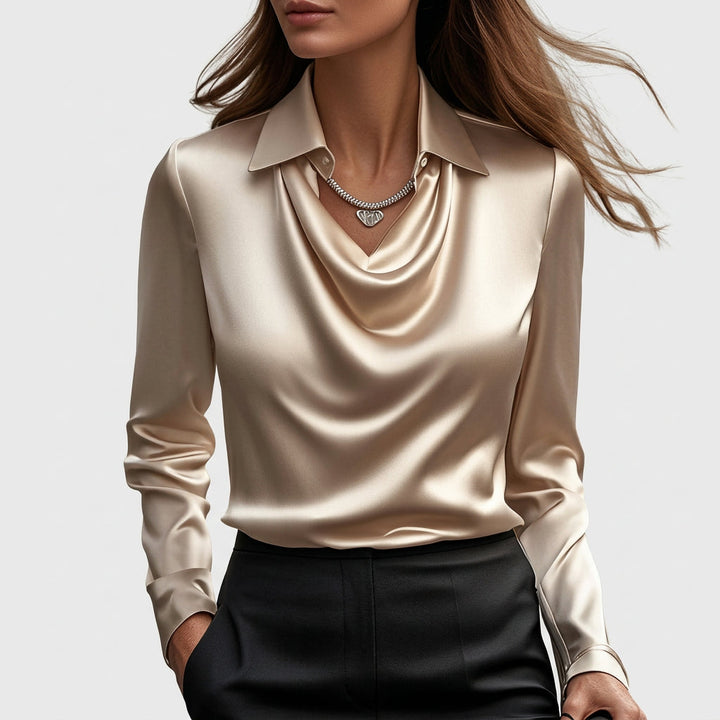 Inês - Blouse en Satin Luxueuse avec Décolleté Doux