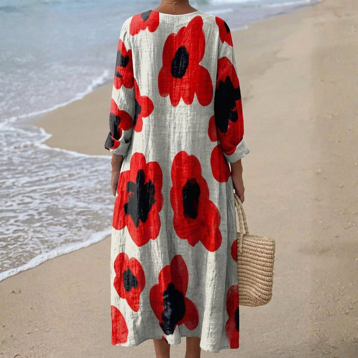 Elva - Robe Maxi Florale en Rouge
