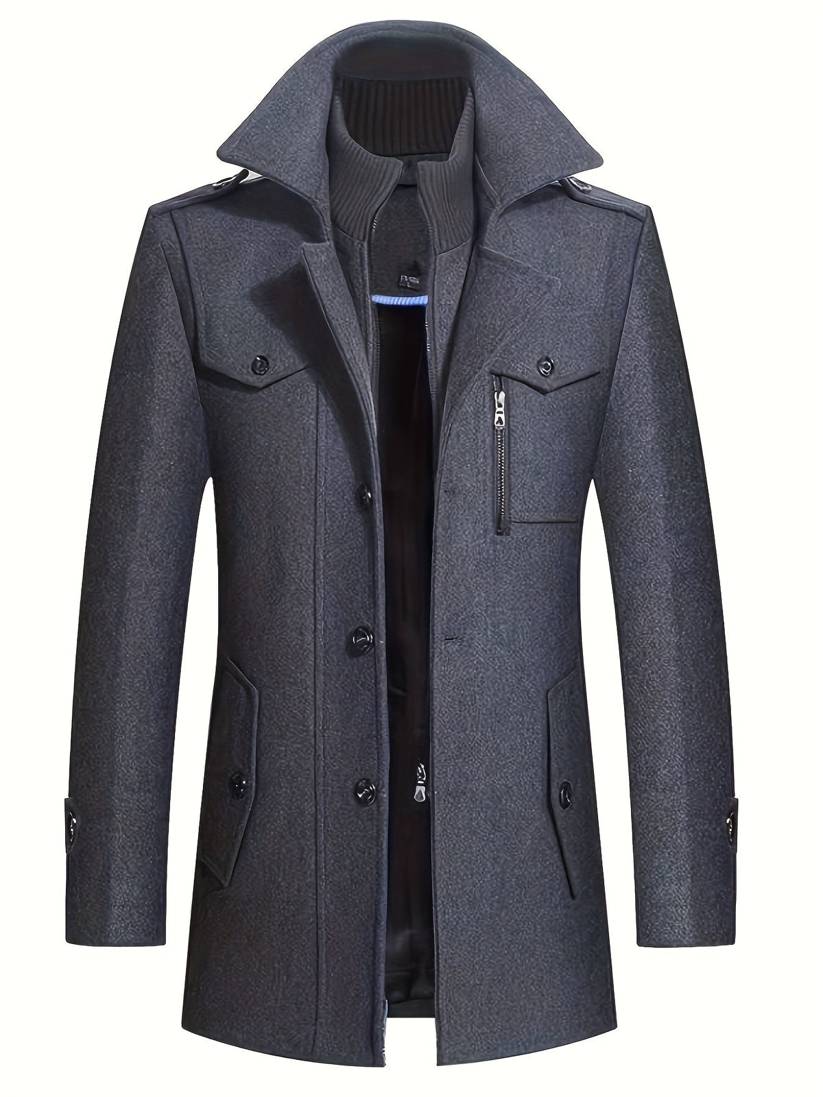 René - Manteau Long À Col Montant Homme