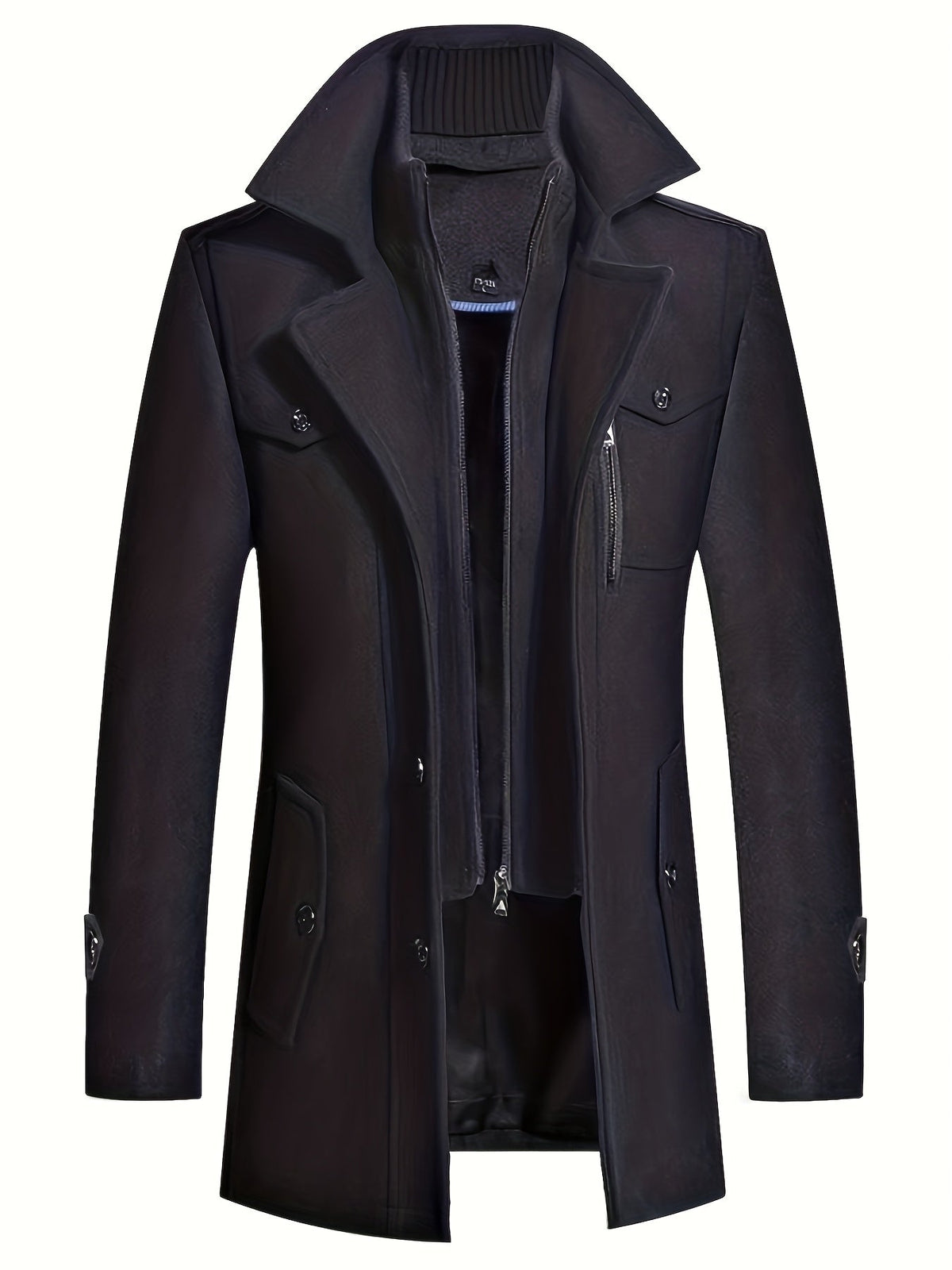 René - Manteau Long À Col Montant Homme