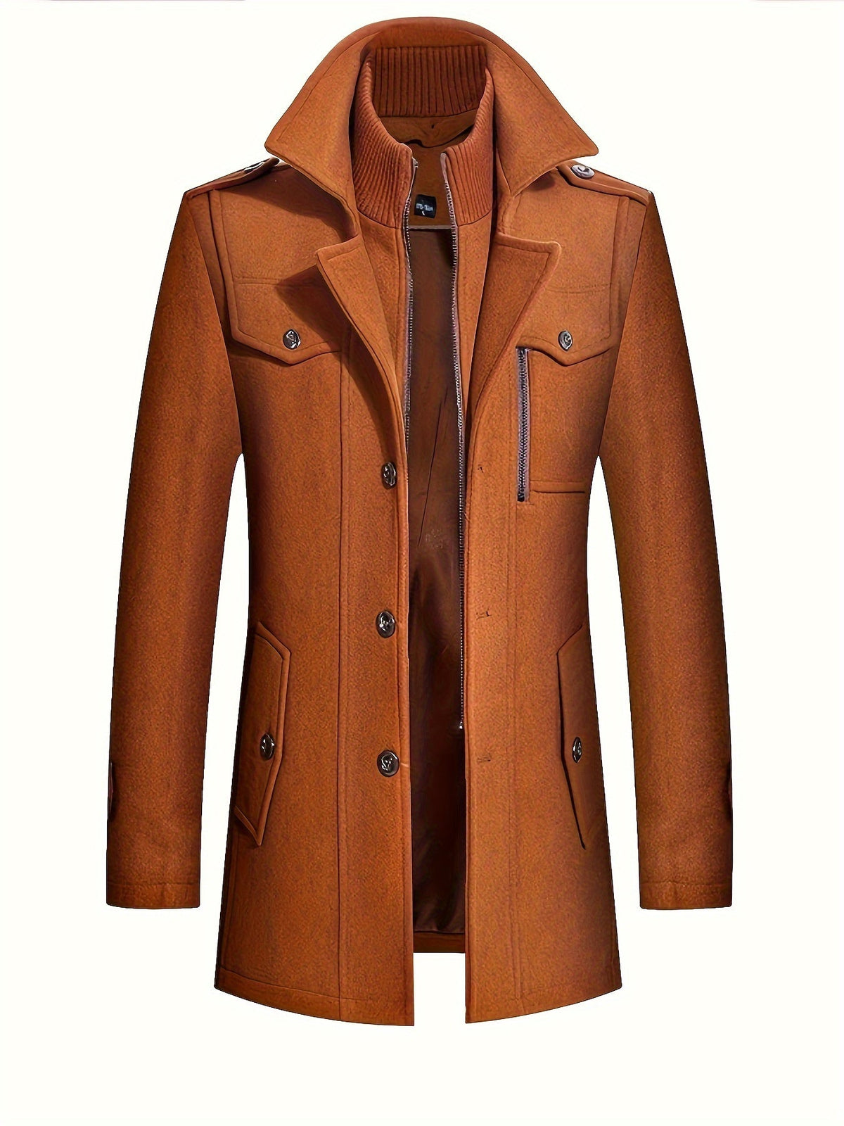 René - Manteau Long À Col Montant Homme