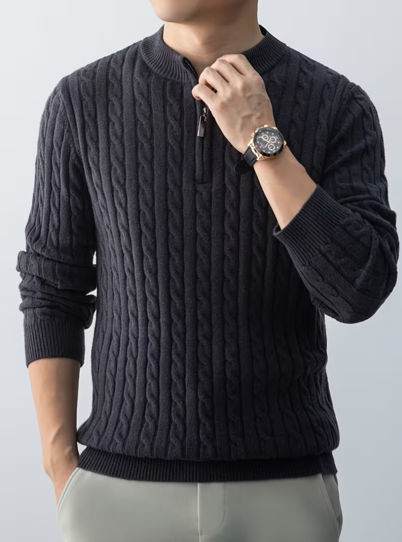 Alain - Pull Col Montant Zippé Homme
