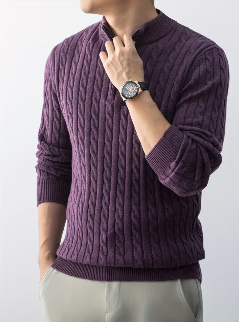 Alain - Pull Col Montant Zippé Homme