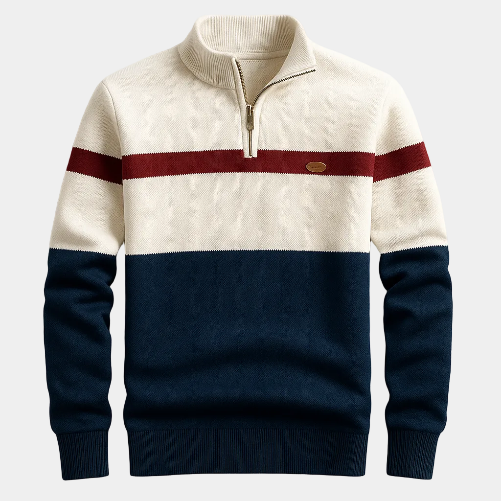 Raoul - Pull Demi-Zip Rayé Homme
