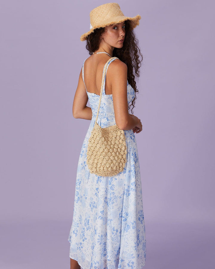 Renata - Robe Midi Bleue Florale