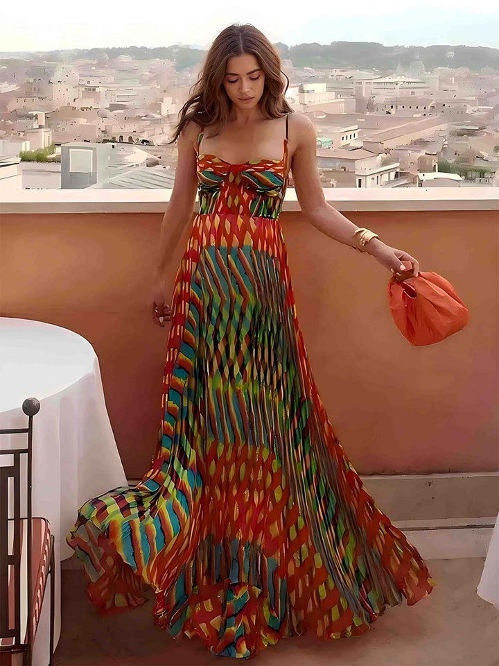 Aria - Robe Maxi Imprimée Abstraite
