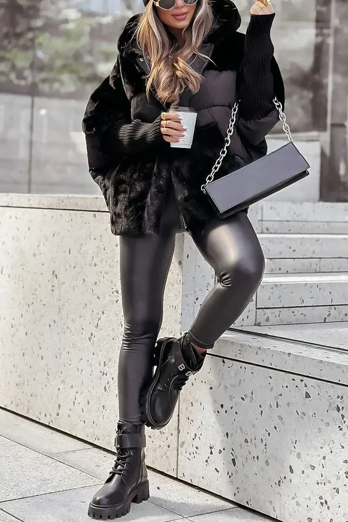 Camille - Doudoune d’hiver femme avec col en fourrure et grande capuche