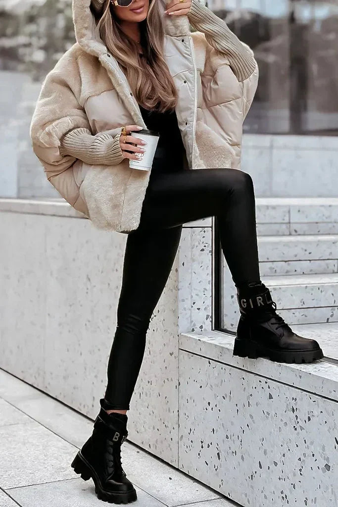 Camille - Doudoune d’hiver femme avec col en fourrure et grande capuche