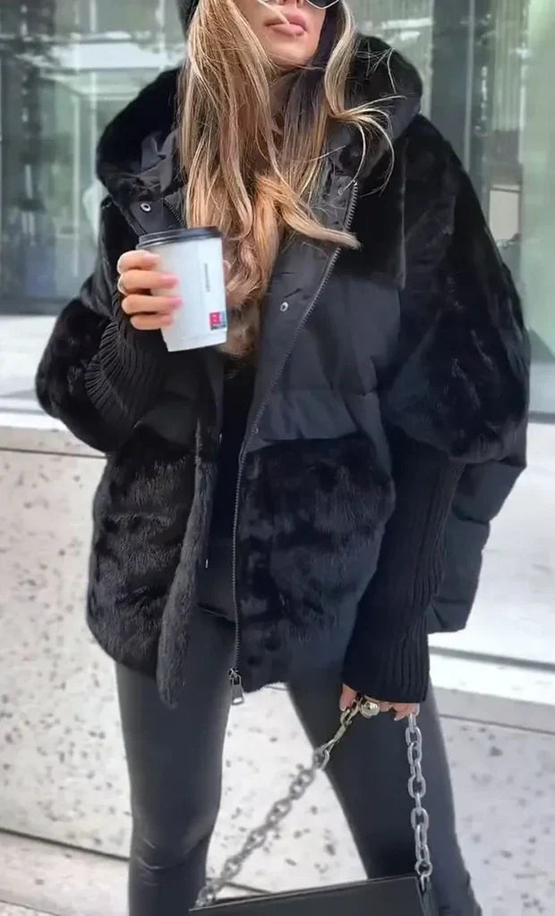 Camille - Doudoune d’hiver femme avec col en fourrure et grande capuche